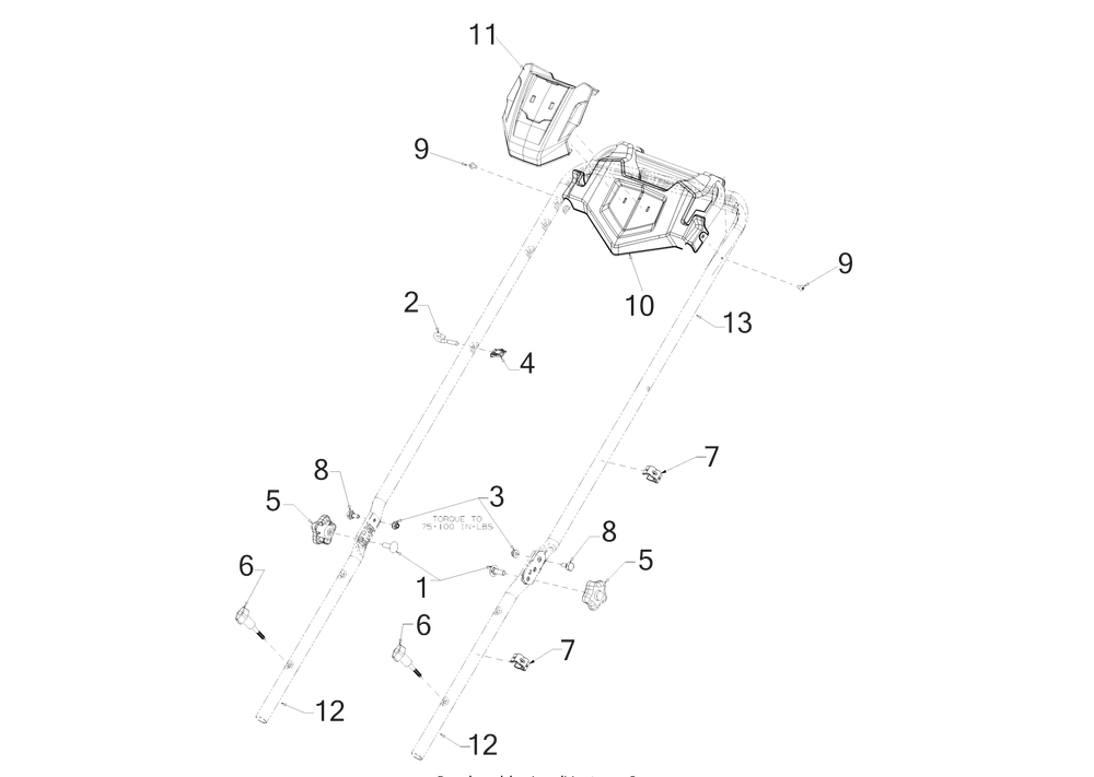 Handle Diagram and Parts List for (12ACA2M6710)(2020) Cub Cadet Lawn Mower